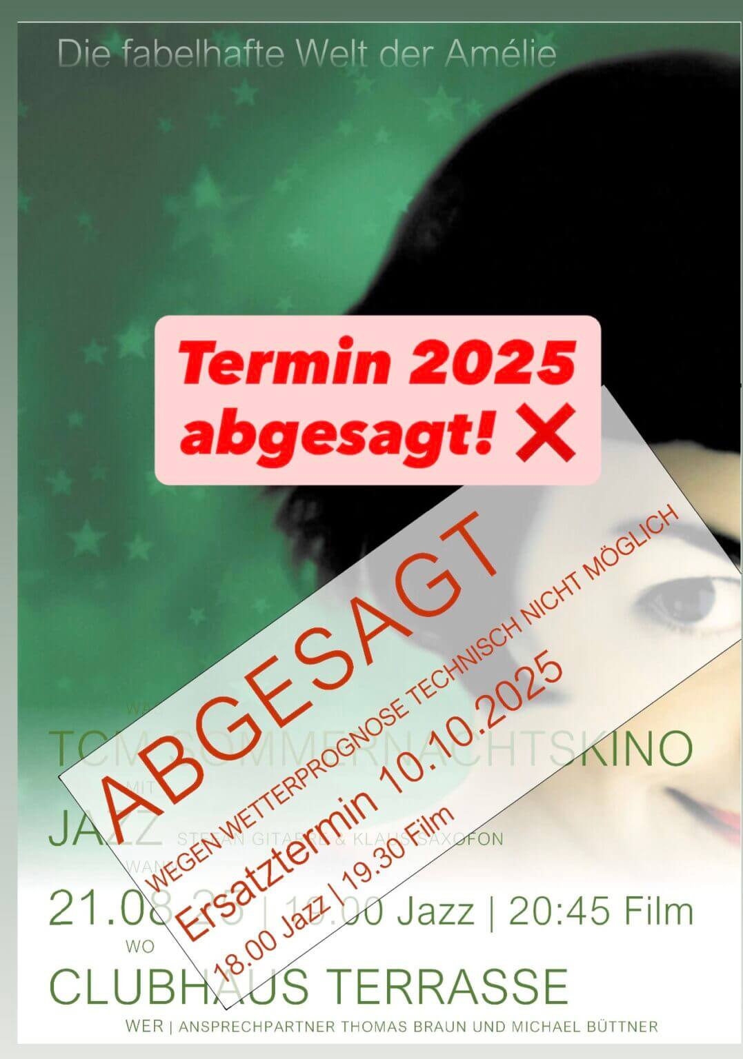 Amélie Sommernachtskino 2025 abgesagt Ankündigung